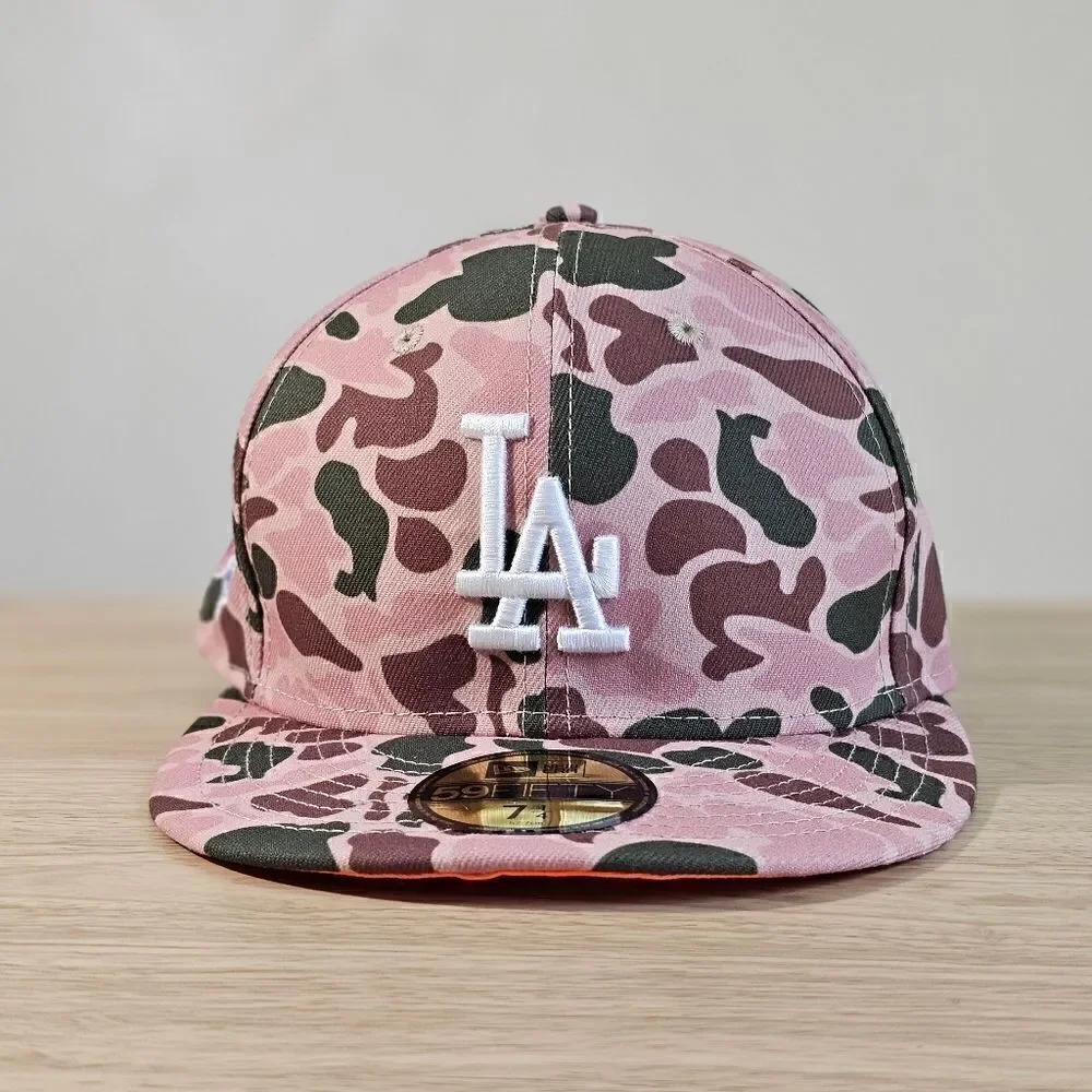 New Era Los Angeles Dodgers Duck Camo Hat Cap 59Fifty Brown Tan 1988 7 1/4 New